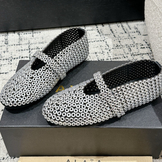 Alaia 25 Bailarinas Mary Jane Adornadas de Ante Blanco 293179